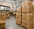 Packed export cartons in warehouse